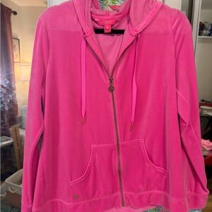 Lilly Pulitzer Hot Pink Zip-Up Velour Hoodie